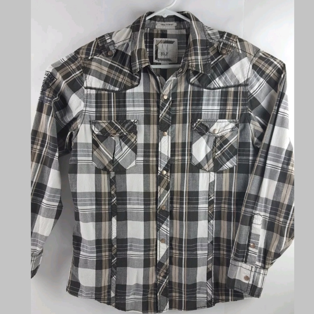 BKE Long Sleeve Snap Front Western Shirt  L